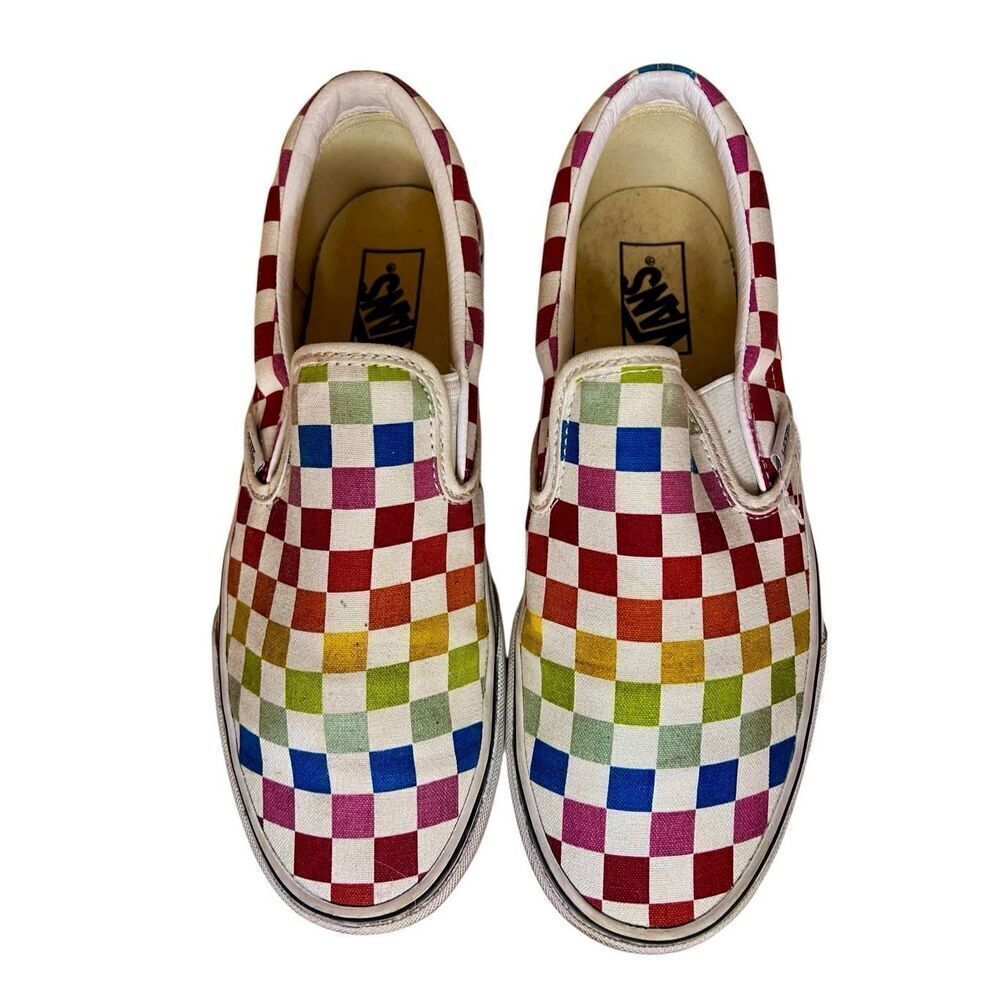 Vans Slip-on Rainbow Checkerboard Size 7.5 Men’s 9 Women’s Skateboarding Shoes